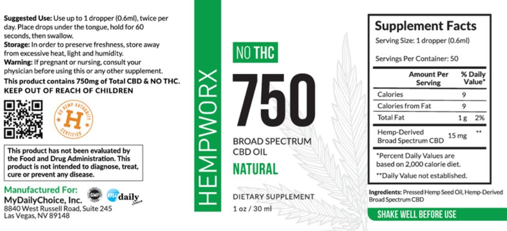 Hempworx 750 mg label broad spectrum