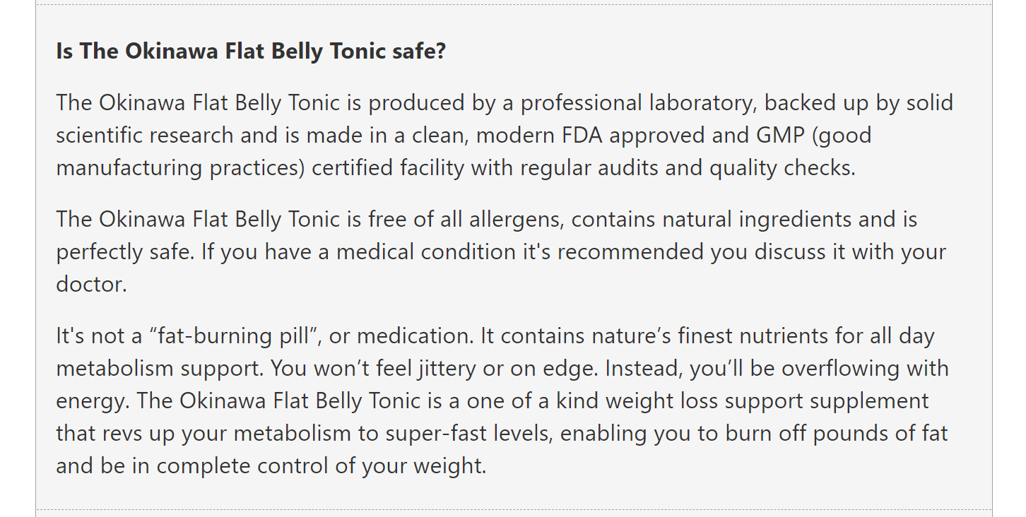 Is Okinawa Flat Belly Tonic safe