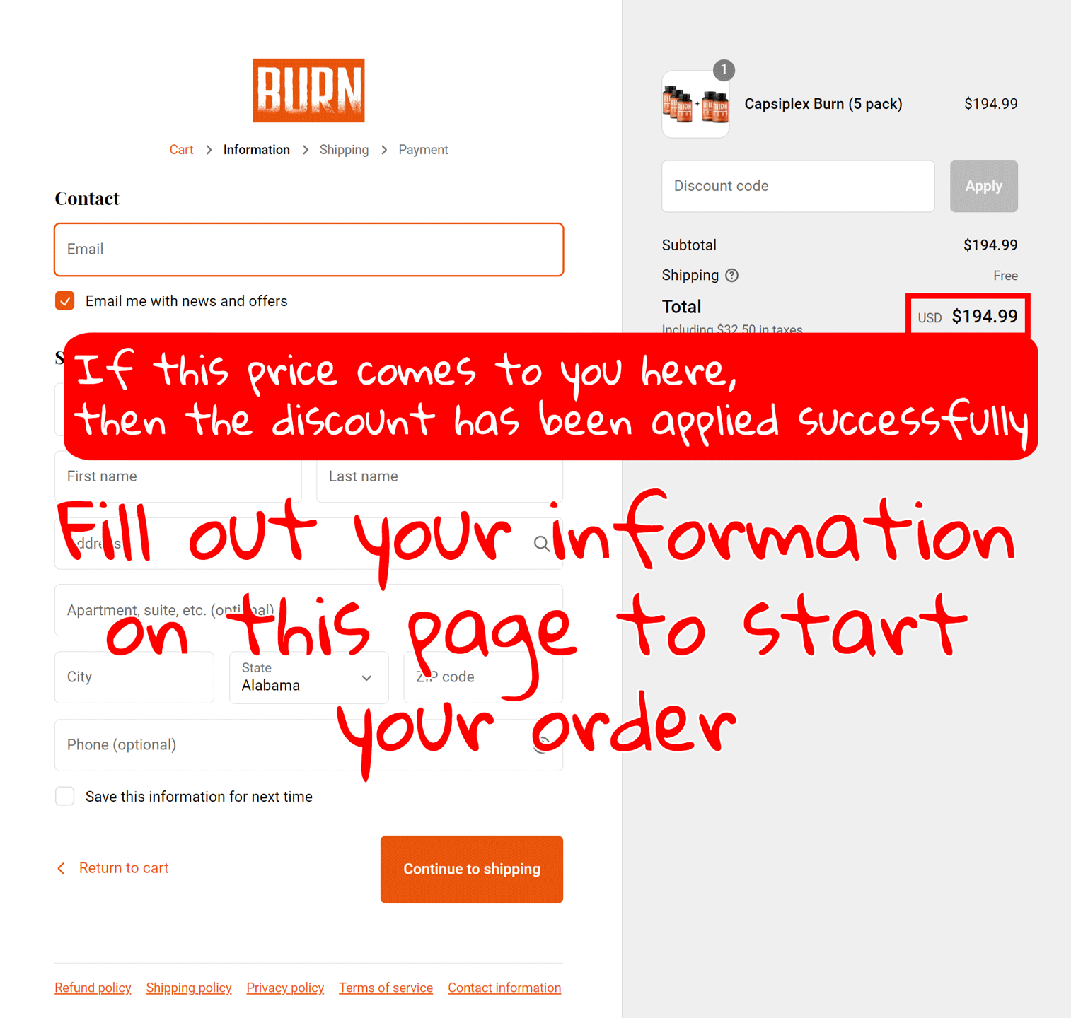 How to buy the official Capsiplex BURN supplement step 5
