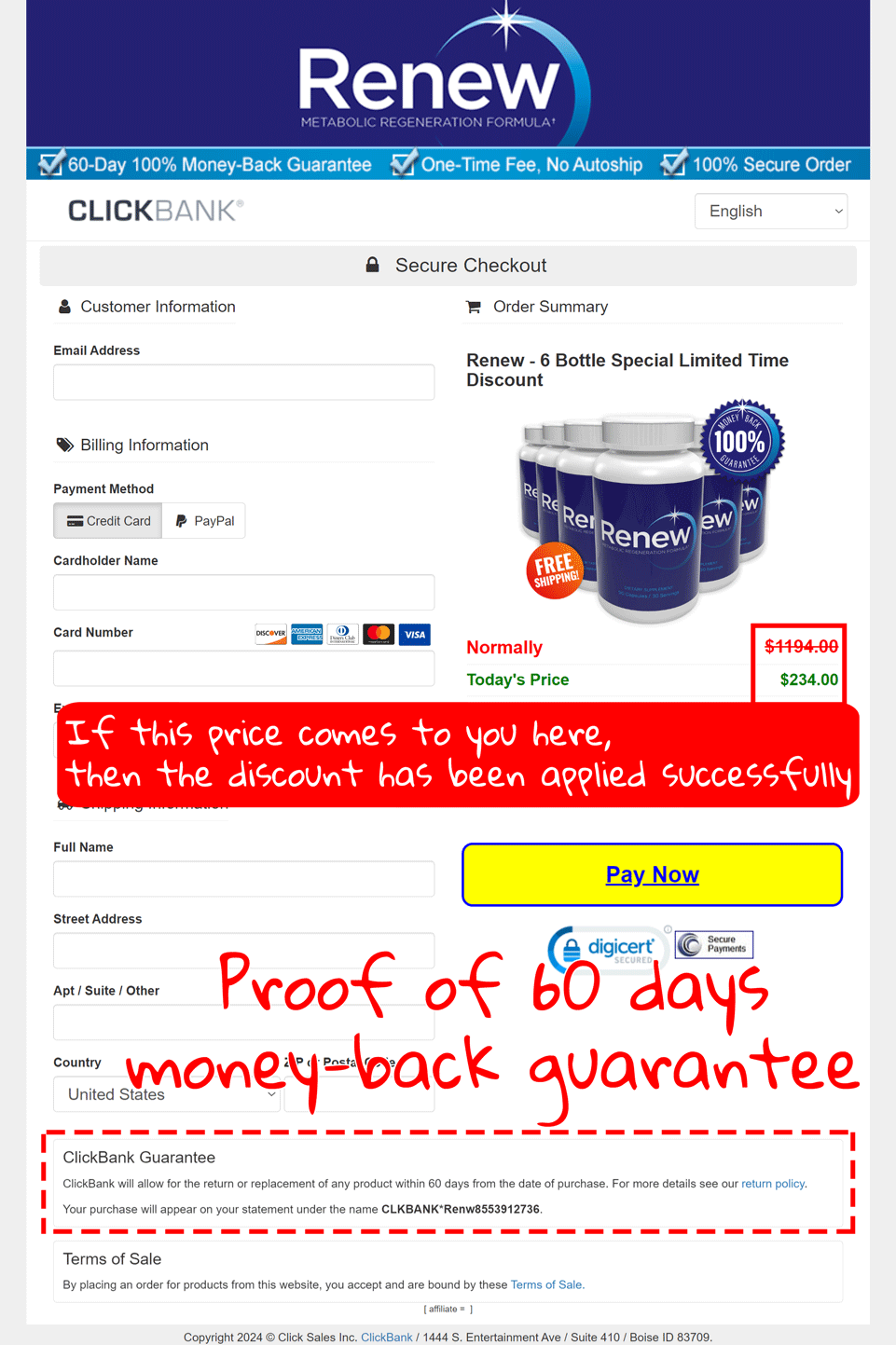 How to buy the official Renew supplement step 4