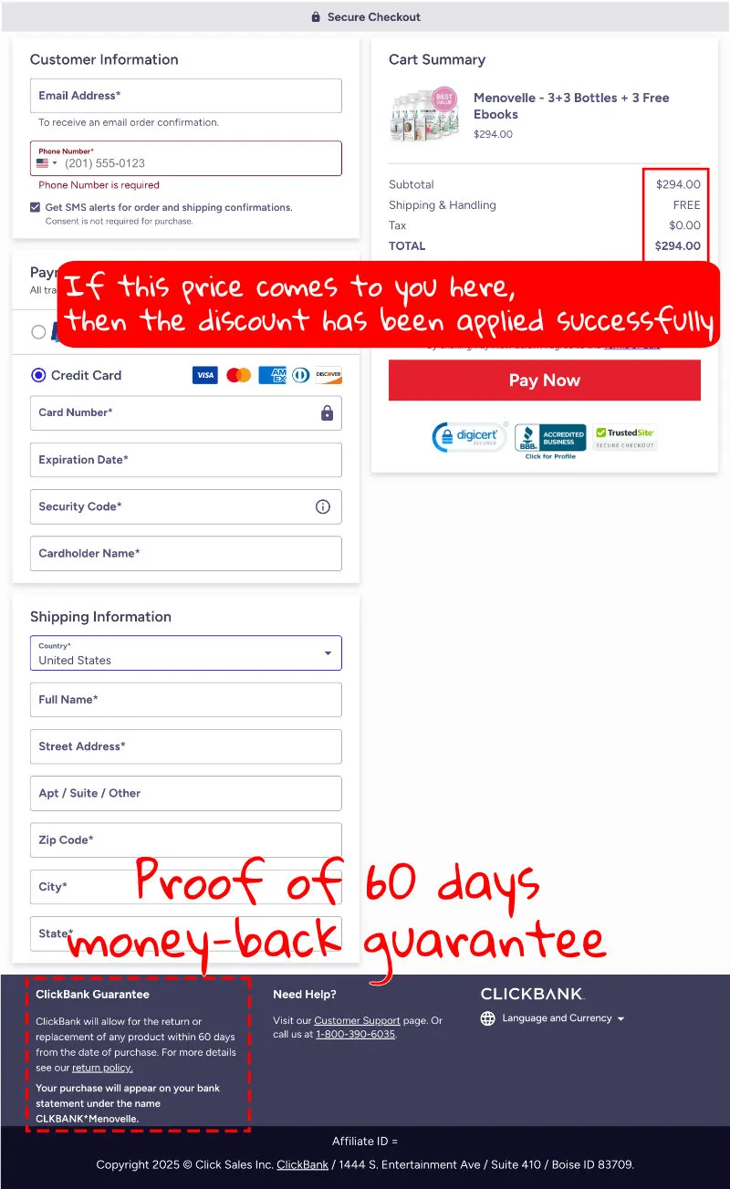 How to buy the official Menovelle supplement step 4